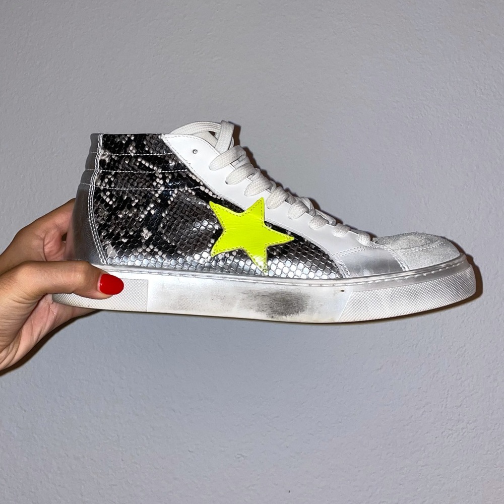Snakeskin Star High Top Sneakers